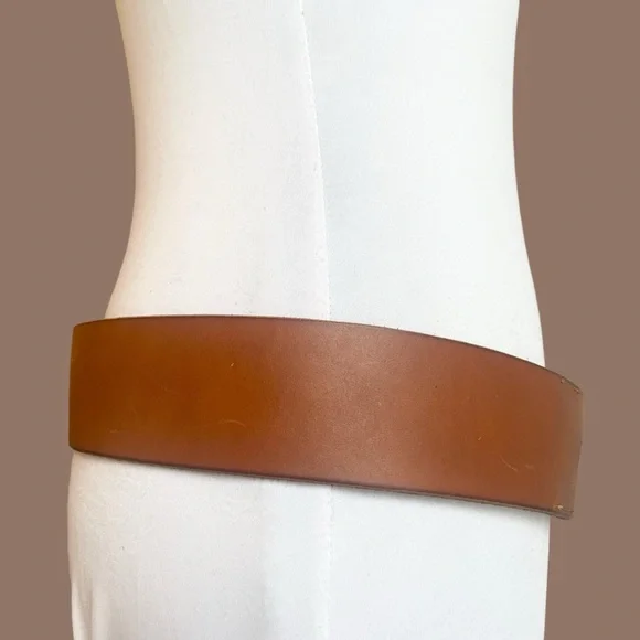 Wide Leather Belt in Cognac Brown Structural 90s Size L - Picture 4 of 17